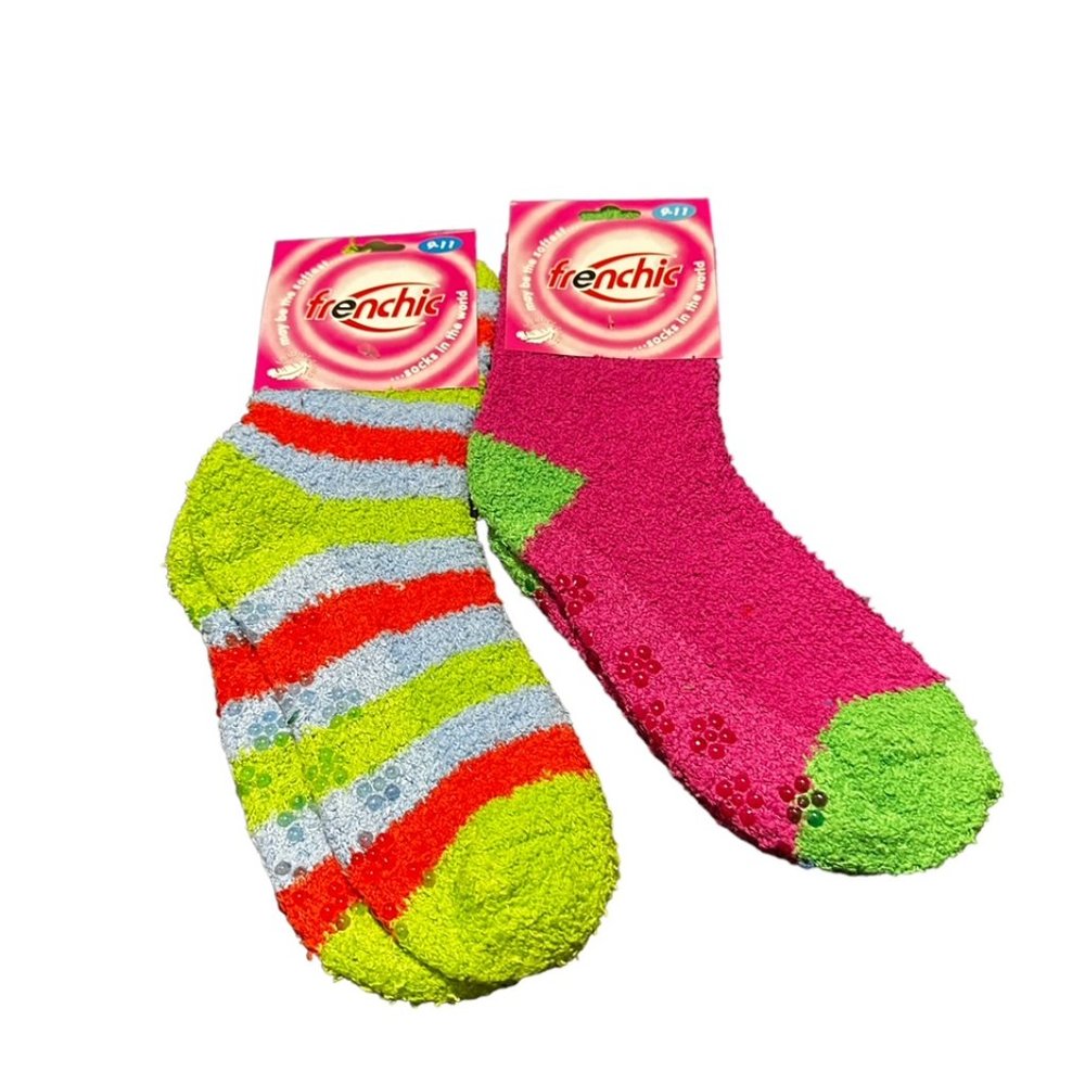 Frenchic Collection - 2 pairs plush grip socks - stripe/plain